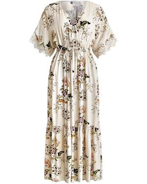 Why Mary Vintage Garden Party Floral Maxi Dress - Natural