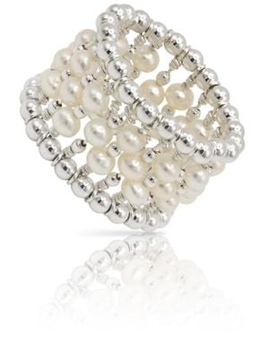 Pas De Marque Sterling Freshwater Pearl Beaded Ring La Bague - White