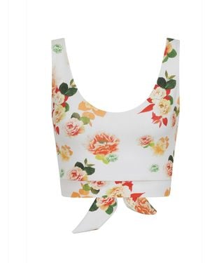 Sophie Cameron Davies White Floral Cotton Crop Top