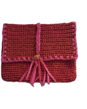 Springmoonatelier Raffia Clutch Bag - Red