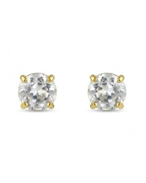 Spero London 9Ct Solid Topaz Stud Earrings - Metallic