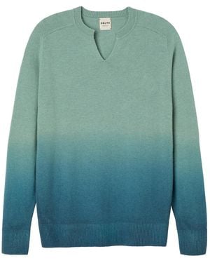Salts Cashmere Ombre Split Crew Neck Jumper - Green