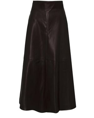 The Extreme Collection Mocha Faux Leather Midi Skirt - Black