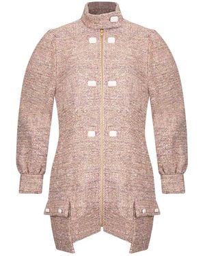 ADIBA Neutrals Celina Tweed Mini Coat Dress - Pink