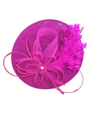 Cy Boutique Statement Fascinator Hat With Feather Detail - Pink