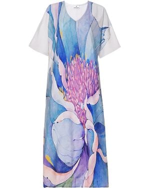 DHARA SHETH DUBAI Fleur Watercolour Floral Long Dress - Blue