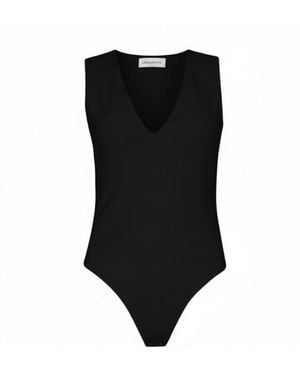 Circular Path V Neck Bodysuit - Black