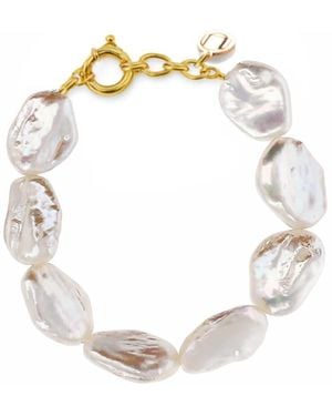 Unaloe Vermeil Baroque Pearl Bracelet For – Elegant Freshwater Cultured Pearl Jewellery Lobster Clasp - Metallic