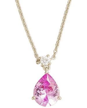 Juvetti Pisa Pastel Sapphire & Diamond Pear Drop Pendant Necklace - Pink