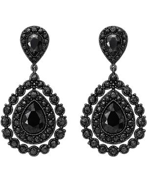 Maison De Gala Midnight Pear Halo Drop Earrings - Black