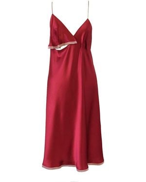 CREASE Silk Slip Dress - Red