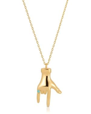 Native Gem Universal Language I Love You Sign Necklace - Metallic