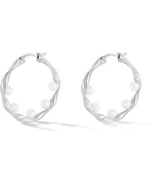 Dower & Hall Waterfall Baroque Pearl Hoops - Metallic