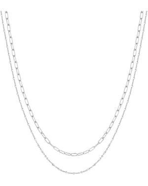 Vanhi Mini Paperclip Double Chain Necklace - Metallic