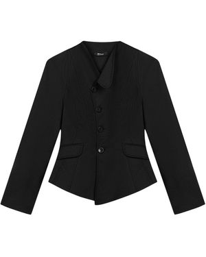 Nocturne Asymmetric Collar Fitted Jacket - Black