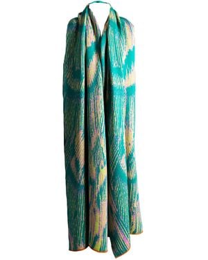 Essien & Emre Aureus Merino Wool Knitted Pattern Scarf - Green