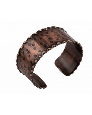 Anatoliacraft Antiqued Hammered Copper Wide Cuff Bracelet - Brown