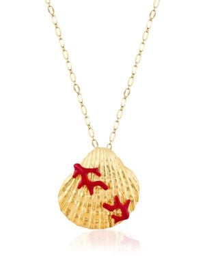 Milou Jewelry Seashell Necklace With Coral - Red