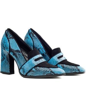 Rosamund Muir London Annabel & Snake Print Loafers - Blue