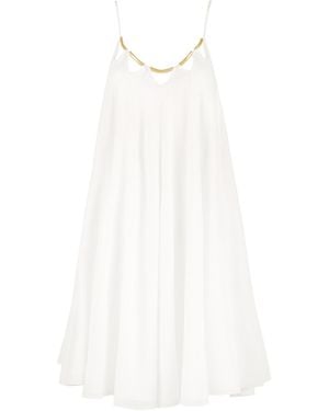 ALINA CERNĂTESCU Bilbao Short Cotton Veil Dress With Metallic Details - White