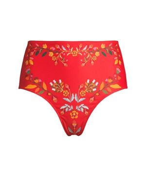 Jessie Zhao New York Scarlet Bloom Reversible Bikini Bottom - Red