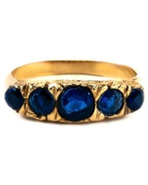 Marteliè Antique Style Ring Sith Synthetic Brilliant Cut Sapphires - Blue