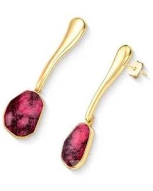 Purplee Store Rhodonite Plated Earrings Sculptural Design - Multicolor