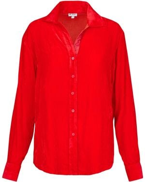 At Last Silk Velvet Karen Shirt - Red