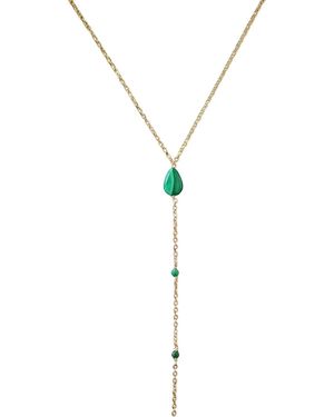 Herself Collections Malachite Lariat Necklace - Metallic