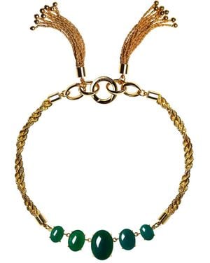 Crystalline Jewellery Tassel Drop Necklace - Metallic