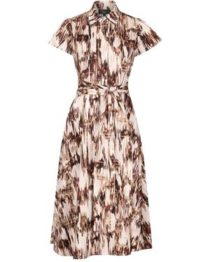 Isha's Timeless Desert Safari Short Sleeve Shirt Dress - Brown