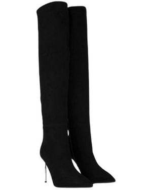 Ilvi Degeles Suede Leather Heeled High Boot - Black