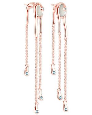 Lucy Quartermaine Pearl Drop Earrings With Swarovski Crystals - Pink