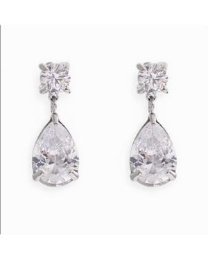 Jagged Halo Jewelry Regal Crystal Drop Earrings - Metallic