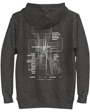Anchor and Crew Heather Gustatory Tokyo Coffee Scene Cotton Blend Embroidered Hoodie - Grey