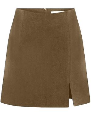 NAZLI CEREN Vance Twill Mini Skirt In Khaki - Natural