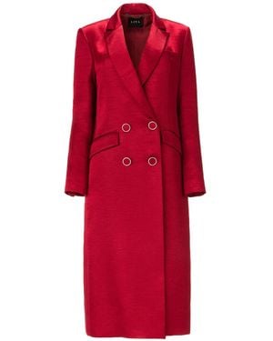 Lita Couture Belted Midi Trench Coat - Red