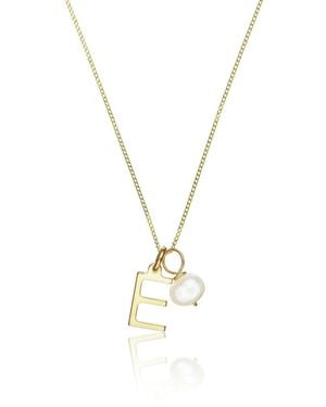 Lily & Roo Initial And Pearl Drop Necklace - Metallic
