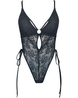 MONIQUE MORIN LINGERIE Amphitrite Side Tie Bodysuit - Blue