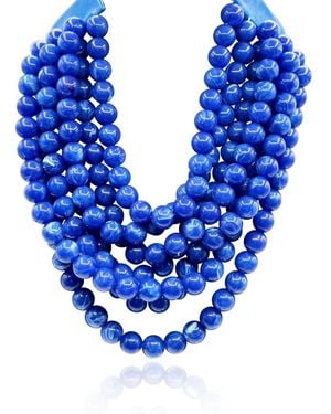 Michael Nash Jewelry Lapis Resin Multi Strand Necklace With Vegan Adjustable Clasp - Blue