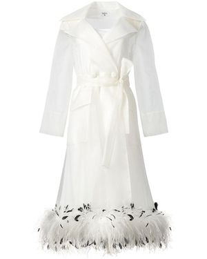 Lita Couture Sheer Organza Trench Dress - White