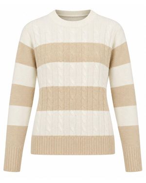 Luella Fashion Neutrals Portree Cashmere Blend Cable Knit Jumper Camel & Ivory - Natural