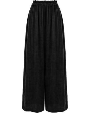 Lilamie Bruges Loose Fit Elastic Waist Long Resort Pants - Black