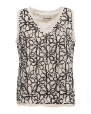 Julia Allert Neutrals Sleeveless Abstract Textured Top - Black