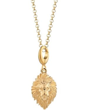 Lily Charmed Plated Lion Head Zodiac Charm Necklace - Metallic