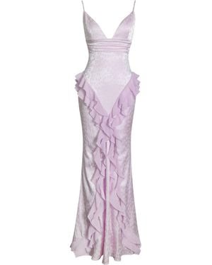 Miss Circle New York Paolina Taro Jacquard Ruffle Mermaid Maxi Dress - Purple