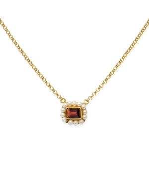 Vintouch Italy Luccichio Garnet And Pearl Necklace - Metallic
