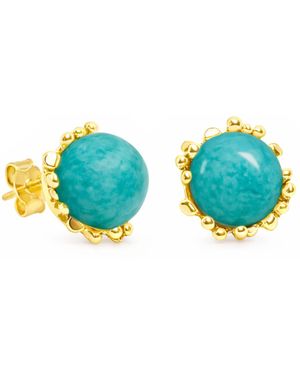 Unaloe Ribes Earrings Plated With Natural Amazonite - Blue