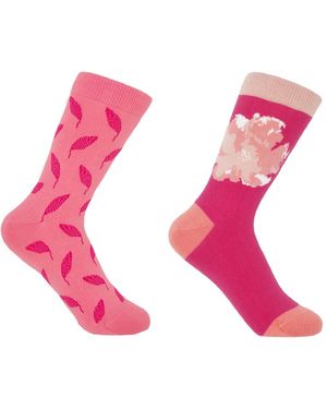 Peper Harow - Made in England Leaf & Wildflower Rose Socks Bundle - Pink