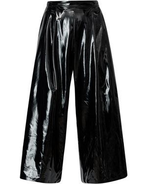 LIA ARAM Signature Wrap-Around Latex Cropped Trousers - Black